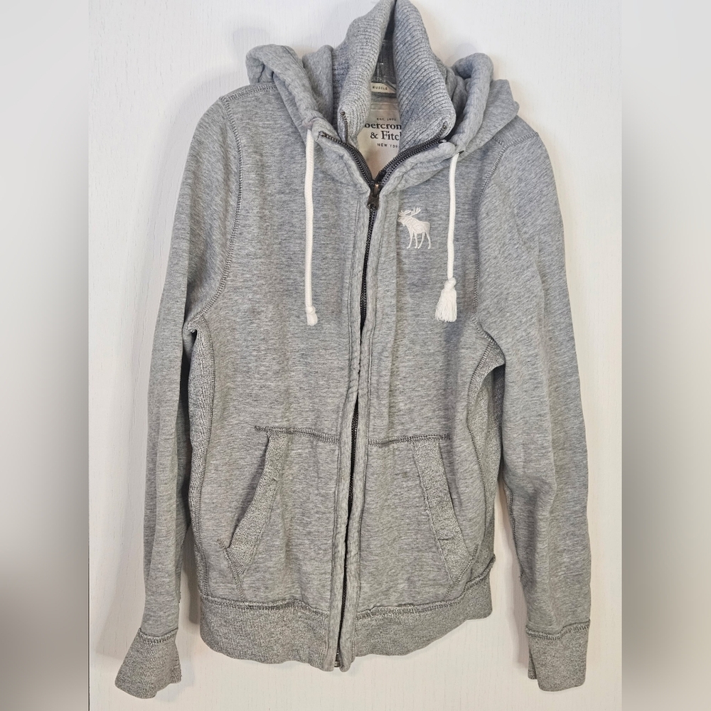 Vintage Y2K Abercrombie & Fitch Heather Gray Zip-Up Hoodie